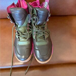 Nike Women's Olive and Pink Athletic Boots